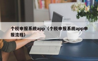 个税申报系统app（个税申报系统app申报流程）