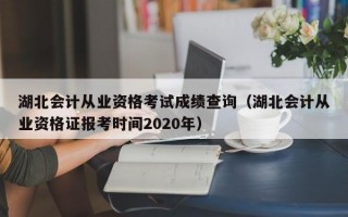 湖北会计从业资格考试成绩查询（湖北会计从业资格证报考时间2020年）