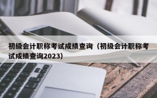 初级会计职称考试成绩查询（初级会计职称考试成绩查询2023）